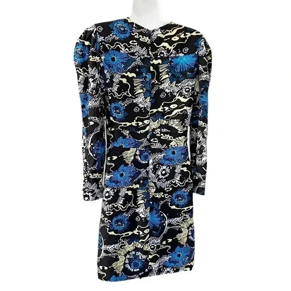 NWT A.L.C. Roxy Silk Plunge V-Neck Mini Dress Celestial Print size 4 - Picture 4 of 11